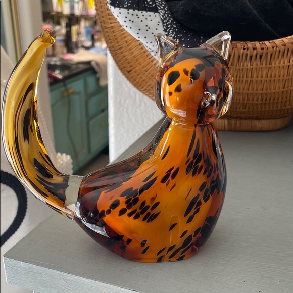 Home Essentials Other - Home Essentials Glass Cat Figurine - Amber and Black